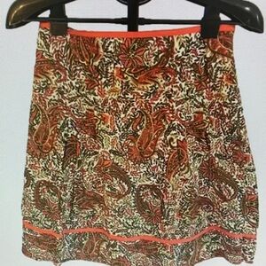 H&M Coral and Cream Paisley A-Line Mini Skirt